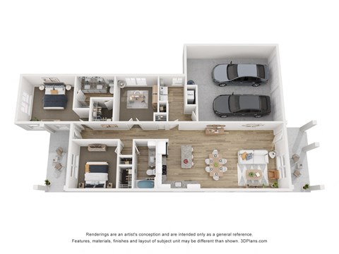 Floor plan for 2 beds, 2 baths, 1425 sqft